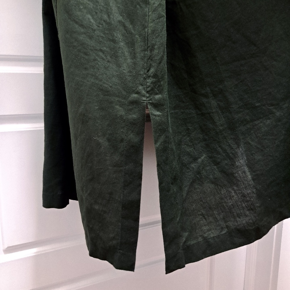 Eileen Fisher High Collar Linen Long Jacket with Belt Size 1X - Picture 7 of 11